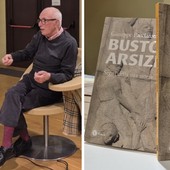 Giuseppe Pacciarotti con Marilena Lualdi e la copertina del suo libro