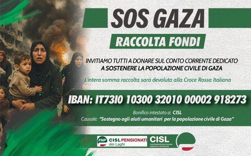 Guerra a Gaza, la Cisl lancia una raccolta fondi nazionale a sostegno della popolazione civile