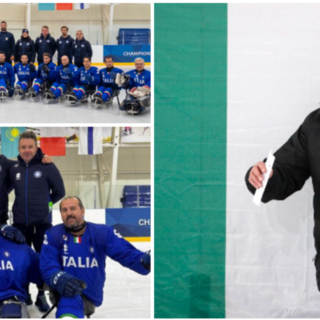 Massimo Da Rin da vent'anni nel cuore della nazionale di para ice hockey che parteciperà alle Paralimpiadi Milano Cortina: qui sopra il quintetto varesino-Polha Da Rin, Longhi, Radice, Stillitano e Andreoni ai Mondiali di Prima Divisione Gruppo B vinti ad Astana Massimo Da Rin da vent'anni nel cuore della nazionale di para ice hockey che parteciperà alle Paralimpiadi Milano Cortina: qui sopra il quintetto varesino-Polha Da Rin, Longhi, Radice, Stillitano e Andreoni ai Mondiali di Prima Divisione Gruppo B vinti ad Astana