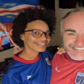 Simone Magrin e la compagna Arminda