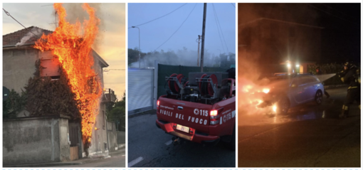 Da sinistra: l'incendio a Busto, l'intervento a Cassano e l'auto in fiamme a Varese Da sinistra: l'incendio a Busto, l'intervento a Cassano e l'auto in fiamme a Varese