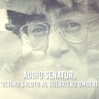 L'immagine di copertina della sigla della diretta del funerale di Umberto Bossi domani su Rete55