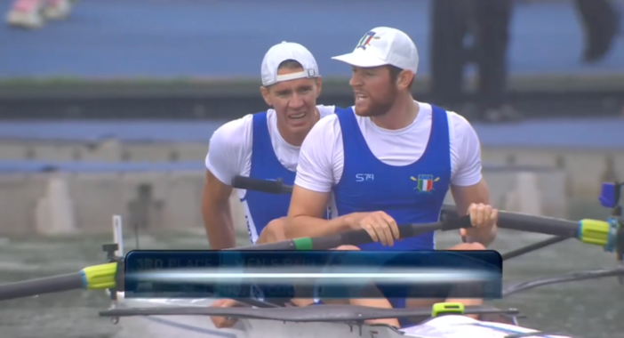 Giovanni Codato e Matteo Lodo subito dopo aver conquistato il bronzo mondiale nel due senza ad Amsterdam Giovanni Codato e Matteo Lodo subito dopo aver conquistato il bronzo mondiale nel due senza ad Amsterdam