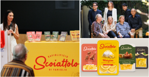 Nuovo logo e rebranding per lo Scoiattolo: a sinistra Alice Galli, responsabile comunicazione e marketing dell'azienda della nostra provincia, alla presentazione milanese di oggi a Robilant; sopra a destra foto di famiglia e le quattro nuove linee che racchiudono i prodotti del raviolificio di Lonate Ceppino Nuovo logo e rebranding per lo Scoiattolo: a sinistra Alice Galli, responsabile comunicazione e marketing dell'azienda della nostra provincia, alla presentazione milanese di oggi a Robilant; sopra a destra foto di famiglia e le quattro nuove linee che racchiudono i prodotti del raviolificio di Lonate Ceppino