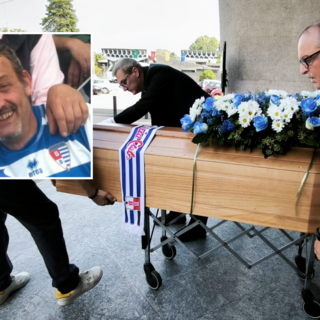 VIDEO. L’ultimo saluto a Sergio Marra tra i colori biancoblù: «Sarai sempre parte della nostra famiglia»