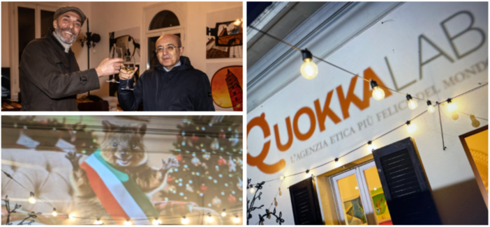 L'inaugurazione di QuokkaLab e il brindisi tra Max Laudadio e il prefetto di Varese Salvatore Pasquariello