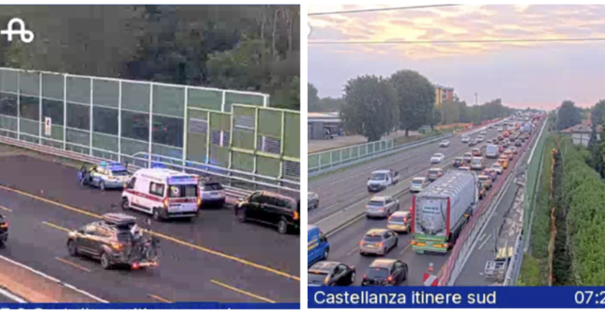 Le immagini dell'incidente e delle code in A8 ripreso dalle telecamere di Autostrade per l'Italia Le immagini dell'incidente e delle code in A8 ripreso dalle telecamere di Autostrade per l'Italia