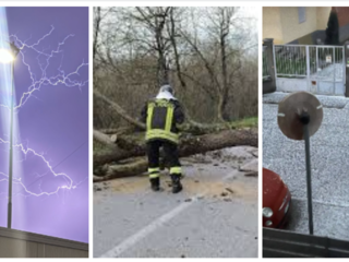 Da sinistra: il temporale di ieri sera nel Varesotto, un vigile del fuoco al lavoro in un'immagine d'archivio e la grandine caduta ieri nel Saronnese