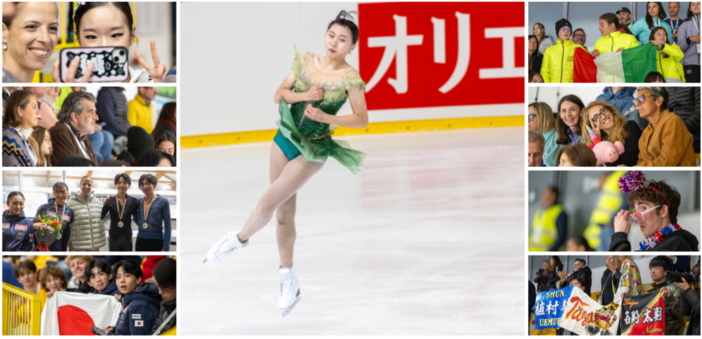 L'esibizione divina e d'oro della giapponese Sumika Kanazawa e i volti del mondo all'Acinque Ice Arena, dove erano presenti anche Carolina Kostner per le premiazioni della gara femminile dell'Isu Junior Grand Prix e l'assessore allo Sport di Varese Stefano Malerba
