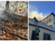 A sinistra: sottobosco in fiamme a Corgeno. A destra: vigili del fuoco al lavoro a Cuasso