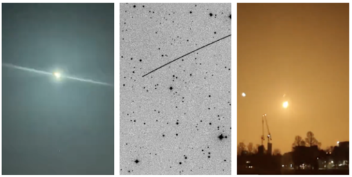 Le immagini del satellite durante la fase di disintegrazione e prima dell'ingresso in atmosfera, come osservata dai telescopi della Schiaparelli