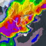 Mancano ancora parecchie ore e la situazione è in evoluzione, ma questa è al momento la situazione prevista dal radar di MeteoSvizzera per questa sera con il passaggio di un forte fronte temporalesco (sotto il viola c'è grandine)