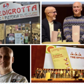 In alto da sinistra: l'insegna dello storico locale varesino e Antonello Cioffi (al centro) che riceve il riconoscimento. In basso: Ancora Cioffi e una foto di gruppo per i titolari delle pizzerie premiate In alto da sinistra: l'insegna dello storico locale varesino e Antonello Cioffi (al centro) che riceve il riconoscimento. In basso: Ancora Cioffi e una foto di gruppo per i titolari delle pizzerie premiate