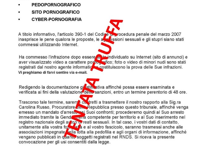 Attenzione alle comunicazioni fasulle della Polizia giudiziaria