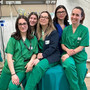 Il team ostetriche, da sinistra: Rosy Motta, Giada Palumbo, Cristina Pini, Martina Bianchi, Federica Leoni