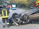 L'auto ribaltata in via Gaggio a Varese dopo l'incidente stradale