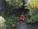 Le ricerche dei vigili del fuoco nel fiume Adda