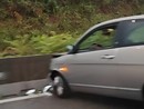 L'auto finita fuori strada sulla superstrada di Malpensa