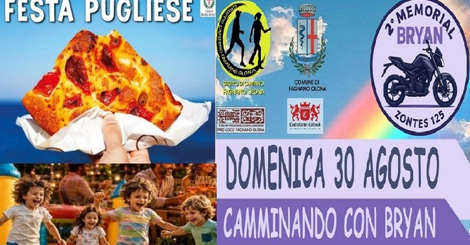 GLI APPUNTAMENTI. Ultimo weekend di agosto tra sapori pugliesi, musica, camminate e calcio GLI APPUNTAMENTI. Ultimo weekend di agosto tra sapori pugliesi, musica, camminate e calcio