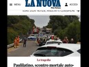Così l'edizione online della Nuova Sardegna dà la notizia della tragedia