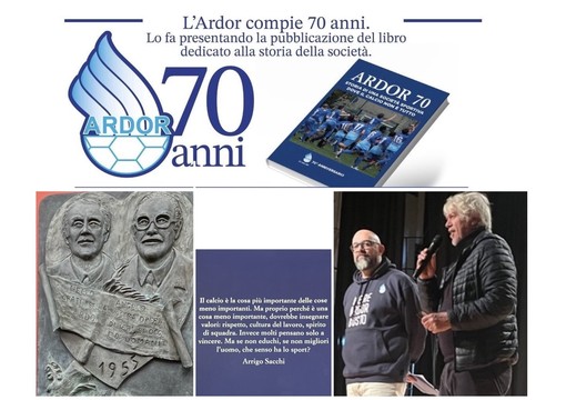 L'invito, la frase di Sacchi, la targa in memoria dei fondatori e a lato Alessandro Meraviglia e Alessandro Lavazza