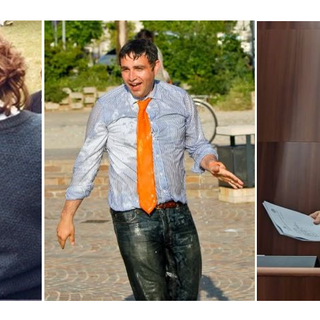 Da sinistra: Samuele Astuti giovanissimo scout, dopo la vittoria alle elezioni di Malnate e durante un intervento in Consiglio regionale