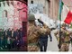 A sinistra i primi alpini di Busto arrivati a Biella, a destra un'immagine dal sito dell'Adunata
