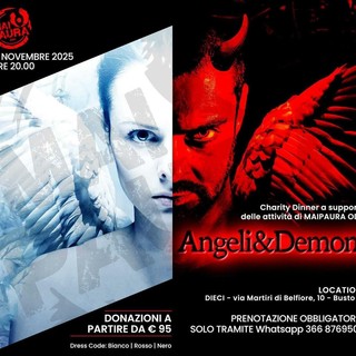 “Angeli e demoni”, la cena-evento di Mai Paura a sostegno di chi fa del bene