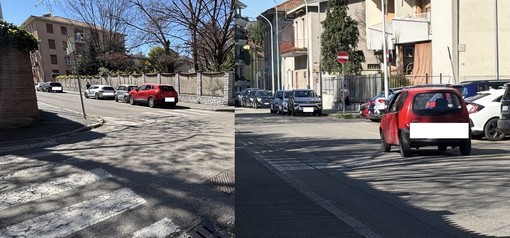 L'incrocio Pindemonte-Orazio e un'auto uscita stamattina contromano in via Orazio per errore
