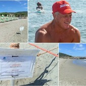 Il bagnigno Fabrizio Valente e la spiaggia di Andora
