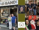 Giuseppe e la moglie davanti al bar, al centro l'amico Pier, a lato i tifosi della Pro e gli Amici del Sigaro tra i quali il sindaco Giuseppe e la moglie davanti al bar, al centro l'amico Pier, a lato i tifosi della Pro e gli Amici del Sigaro tra i quali il sindaco