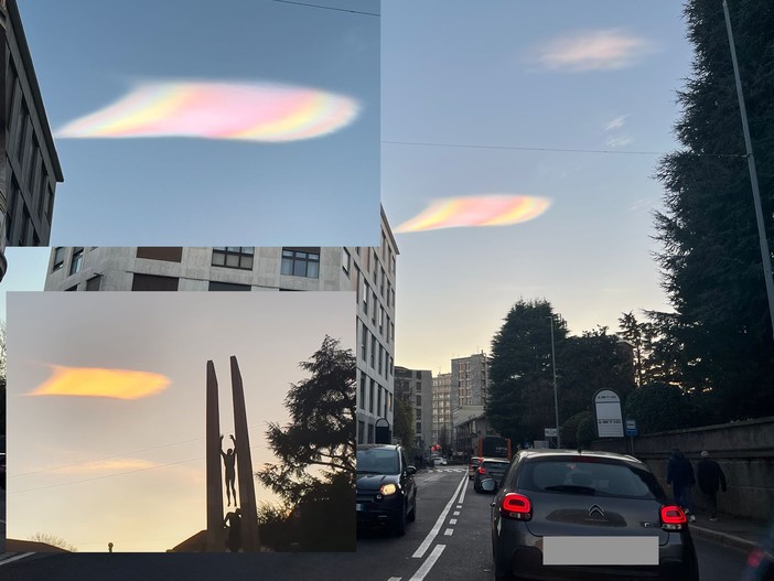 VIDEO E FOTO. L'arcobaleno racchiuso in una nuvola. E tutti con gli sguardi all'insù