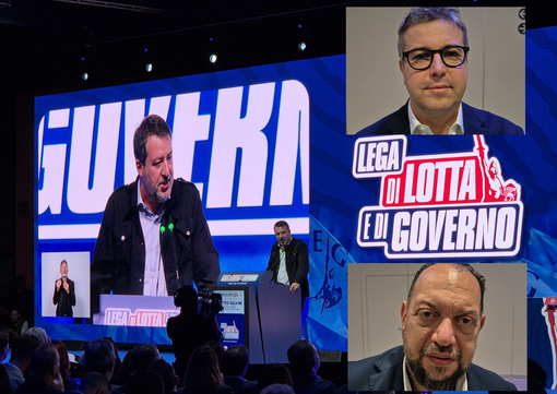 Salvini sul palco dopo la vittoria del congresso. Nei riquadri, Cassani (in alto) e Reto Salvini sul palco dopo la vittoria del congresso. Nei riquadri, Cassani (in alto) e Reto