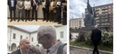 Federico, discendente di Enrico Dell'Acqua, in municipio, alla stazione e sotto in un abbraccio spontaneo con il Tarlisu