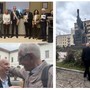 Federico, discendente di Enrico Dell'Acqua, in municipio, alla stazione e sotto in un abbraccio spontaneo con il Tarlisu Federico, discendente di Enrico Dell'Acqua, in municipio, alla stazione e sotto in un abbraccio spontaneo con il Tarlisu
