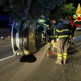 Il ribaltamento della scorsa notte a Cittiglio