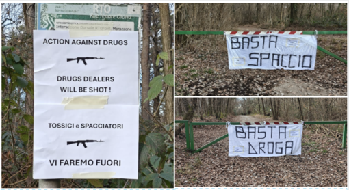 I cartelli comparsi nei boschi dello spaccio a Morazzone
