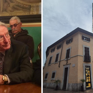 Bruno Ceccuzzi, la sua gioielleria e, nel riquadro, Francesca Boragno