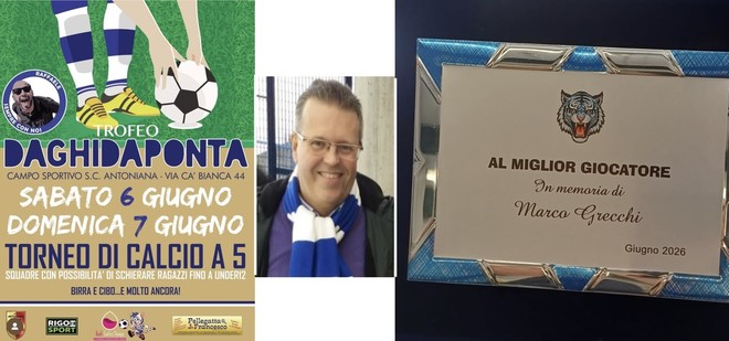 La locandina, Marco Grecchi e la targa in suo nome La locandina, Marco Grecchi e la targa in suo nome