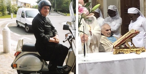 In Vespa (foto da Il Dialogo) e in occasione dei 90 anni (foto da Oratorio Prospiano per i suoi 90 anni)