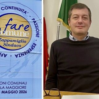 A sinistra: i manifesti elettorali di Fare Comune, l’unica lista candidata alla guida del paese. A destra: il sindaco Pietro Zappamiglio