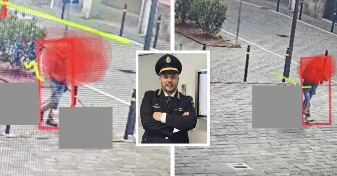 Due cittadini individuati dalle telecamere con gli incolpevoli cani e il comandante Paolo Finamore Due cittadini individuati dalle telecamere con gli incolpevoli cani e il comandante Paolo Finamore