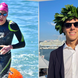 Stefano Ghisolfo durante una gara e il giorno della laurea