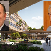 Il render del Grande Ospedale della Malpensa. Nei riquadri, Ferrazzi (a sinistra) e Maggioni Il render del Grande Ospedale della Malpensa. Nei riquadri, Ferrazzi (a sinistra) e Maggioni