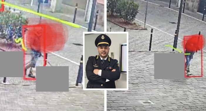 Due cittadini individuati dalle telecamere con gli incolpevoli cani e il comandante Paolo Finamore