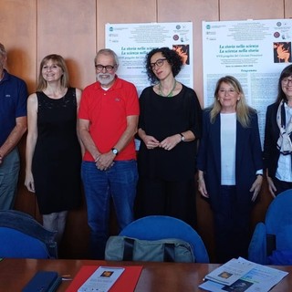 Da sinistra alla presentazione della nuova edizione dei Giovani Pensatori Giuseppe Carcano, Stefania Barile, Fabio Minazzi, Florinda Cambria, Giovanna Brebbia e Graziella Segat