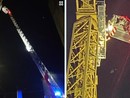 FOTO E VIDEO. Castronno, giovane s'arrampica nella notte su una gru di 25 metri: raggiunto e salvato
