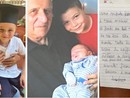 L'amore di un nonno per i suoi nipoti. Giorgio Grossi insieme a Marco e Luca e la letterina-promessa scritta a Luca insieme a nonna Luciana