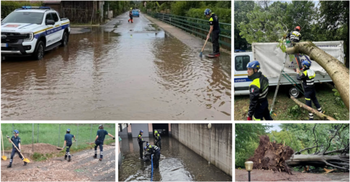 Interventi in particolare nel nord della provincia e in Valceresio per liberare strade e case dall'acqua e dalle piante cadute (foto Corpo Volontari di Protezione Civile - Nucleo Mobile di Pronto Intervento)