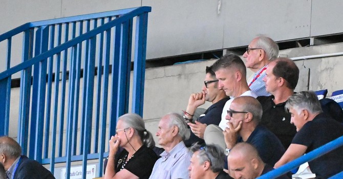 Il designatore di Serie C, Daniele Orsato, in tribuna allo Speroni (foto Galbiati)